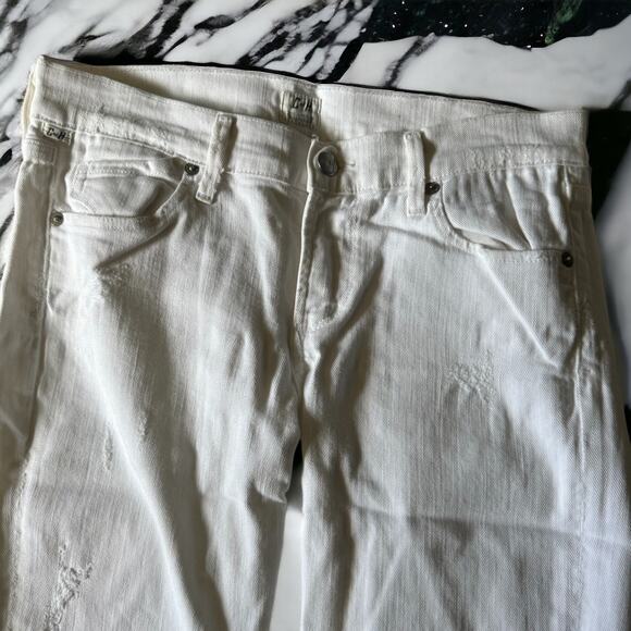 Citizens of Humanity Avedon Low Rise Busted Knee Skinny Jeans in Off-White - Picture 6 of 9